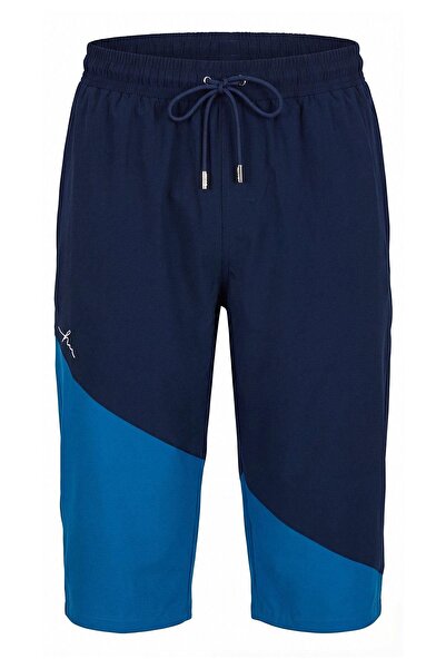 Haşema Navy Blue Long Men's Pool and Sea Shorts 6007
