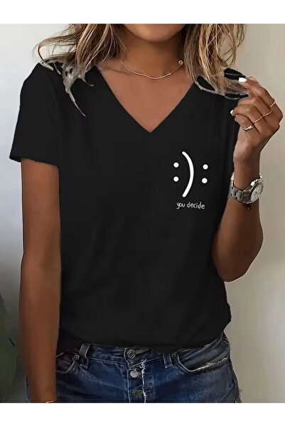 H&GHAMLEGİYİM cu imprimeu Tricou. Top casual cu mâneci scurte și decolteu în ...