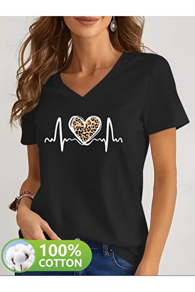 H&GHAMLEGİYİM cu imprimeu Tricou. Top casual cu mâneci scurte și decolteu în ...