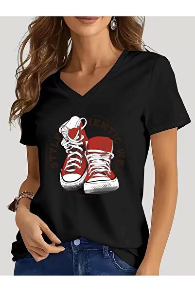 H&GHAMLEGİYİM cu imprimeu Tricou. Top casual cu mâneci scurte și decolteu în ...