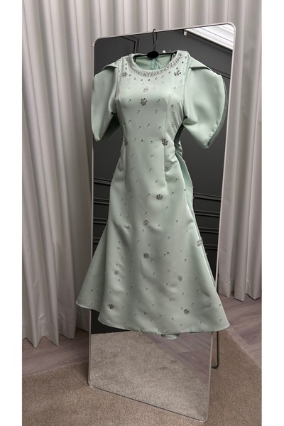 Sondos Fashion Soft turquoise evening dress