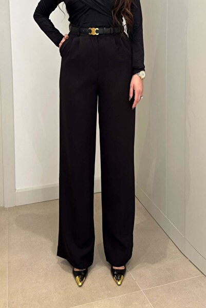 QİMYA BUTİK Gökkuşaği Women's High Waist Pleated Basic Palazzo Pants