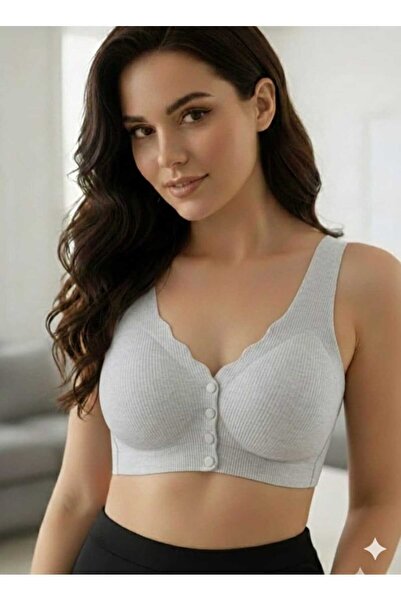 M.F.Ö LİNGERİE Lazer Kesim Dikişsiz Önden Düğmeli Cıtcıtlı Balensiz Hayalet S...