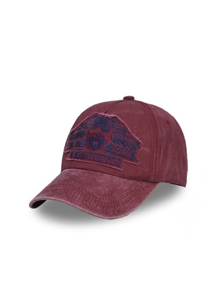 LUCEA Vintage Yıkamalı Bordo New York Nakışlı Baseball Şapka – Unisex Ayarlan...