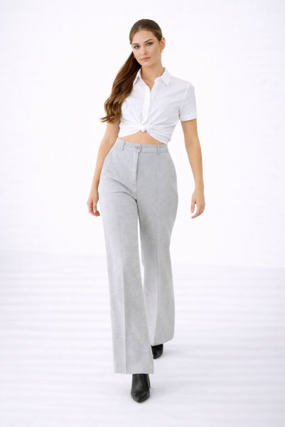 mini kanka Monaco Navy Blue Stylish Cut High Waist Wide Leg Pants – Girls & Young Girls (13-17 Years)