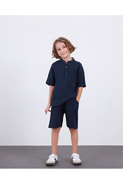 WİKİBOOM Boy's Muslin Fabric Summer 2-Piece Set