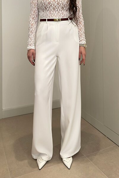 QİMYA BUTİK Gökkuşaği Women's High Waist Pleated Basic Palazzo Pants