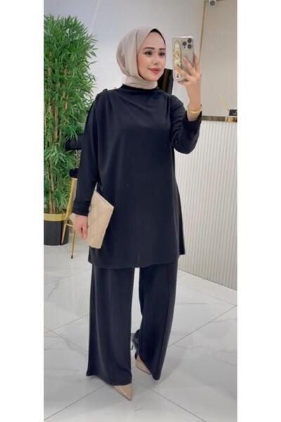 TUGBA COLLECTION Yeni Sezon Omuz Düğme Detaylı İpek Oysho tunik Takım
