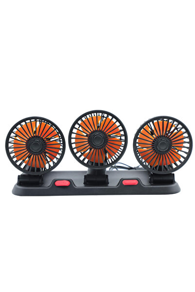 EŞDEĞER VANTİLATÖR TORPİDO ÜSTÜ ÜÇ FANLI AYARLI 12V USB ÇIKIŞLI