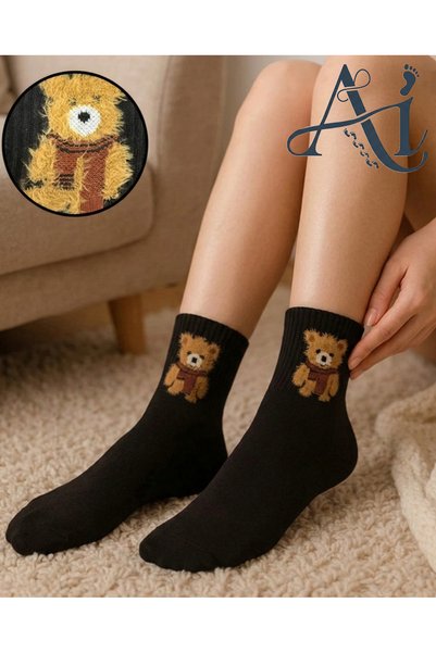 ayakizi socks 4-Piece Teddy Bear Patterned Women's Socks