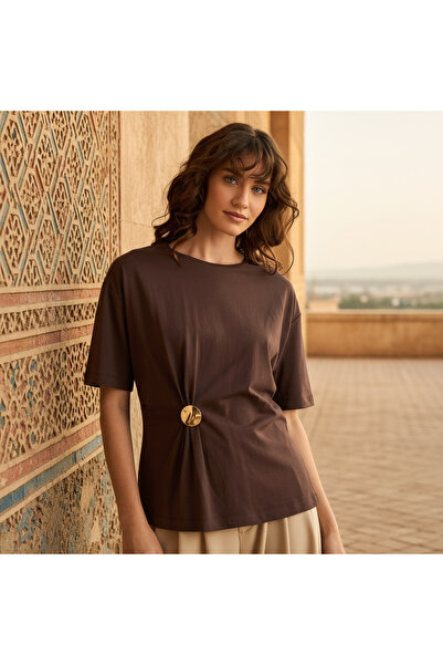 Generic Metal Accent Ruched Top