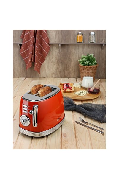 Zilan Retro ZLN7040 toaster, red, 850W, 6 toasting levels, defrost and reheat...