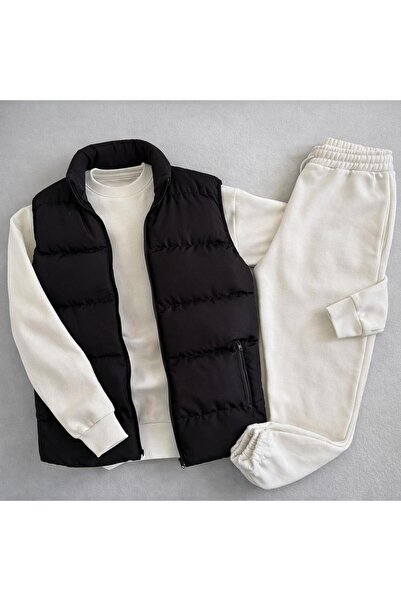 WENMİNG Men's 3-Thread Tracksuit Set Bisikletyaka Y Vest Set 3-Piece Full Com...
