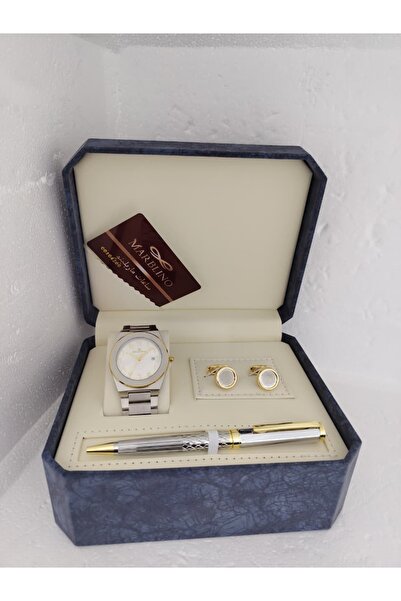 marblino طقم رجالي ساعة ماربلينو فاخرة مع قلم وكبك رسمي