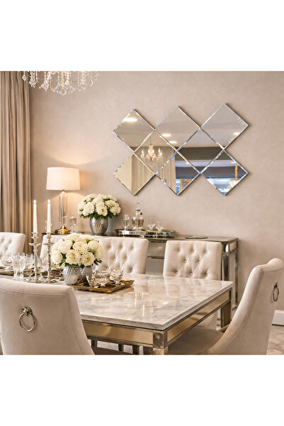 AYNA MERKEZİ 30x30 1 parça Dekoratif Baklava Ayna Masa Arkası Duvar Aynası Ko...