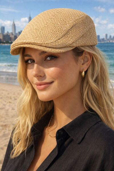 MARBERRY Camel Straw Cap Women's Hat