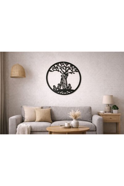 ArliaDesign Ahşap Yaşam Ağacı Duvar Dekoru Siyah 3 mm MDF 40 CM