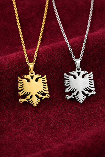 Silvari Silver Çift Başlı Kartal Arnavutluk Sembolü Gold Rengi Parlak Unisex ...