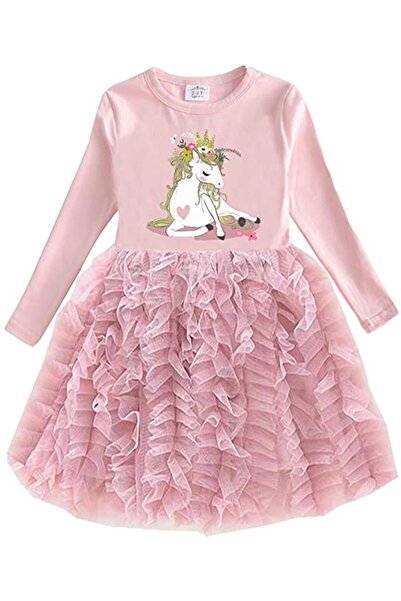 Bidani فستان أميرة كاجوال، لون وردي فاتح، مقاس من 3 إلى 10 سنوات