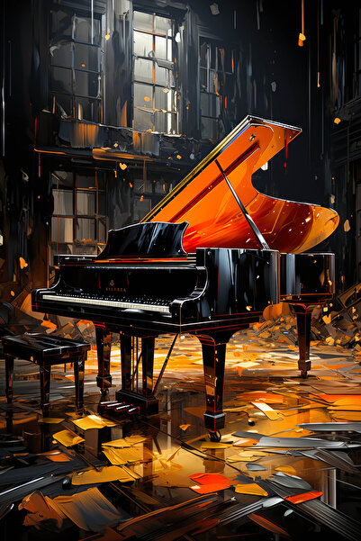 Aden DİJİTAL DEKORATİF PİYANO MÜZİK KANVAS TABLO