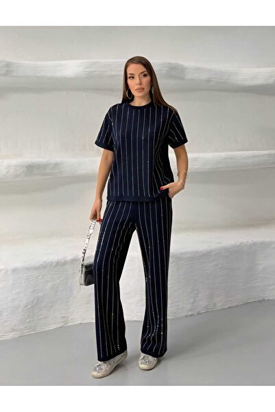 olalapasha New Season Stone Detailed Modal Fabric Double Set