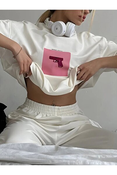 ALİ.COM Unisex Gang Gang Printed Crew Neck Cotton Llu Oversized T-Shirt