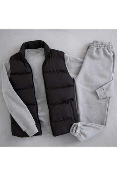 WENMİNG Men's 3-Thread Tracksuit Set Bisikletyaka Y Vest Set 3-Piece Full Com...