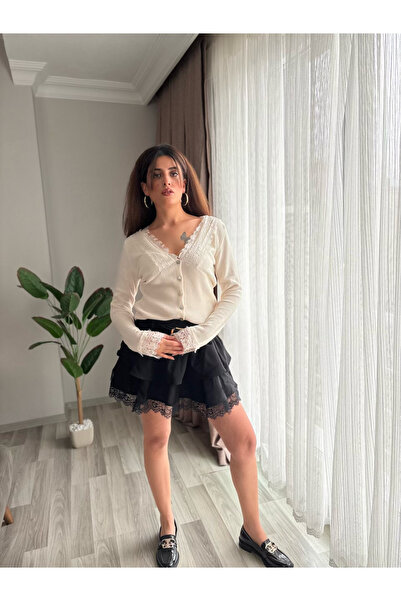 Misun butik Dantel detaylı düğmeli hırka