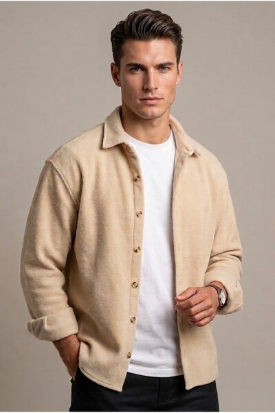 SKYBEAR Erkek Oversize Polar Gömlek Ceket – Yumuşak Dokulu Kalın Polar Gömlek