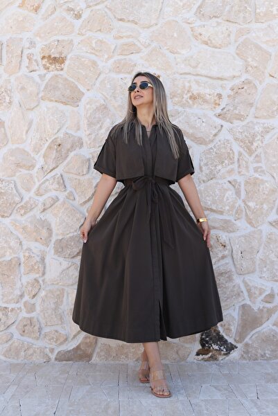 bytugcekaya Geacă de vânt maro cu detalii rochie tip cămașă