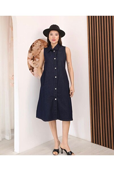 Vesua Zero Sleeve Collar Jean Bell Dress
