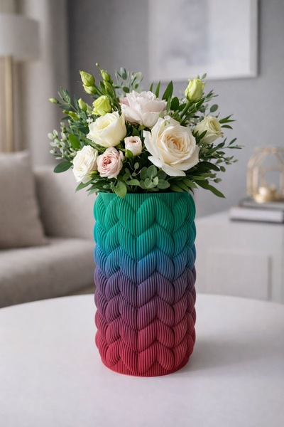 CuteCraft3D MODERN ÖRGÜ DESEN RAİNBOW VAZO