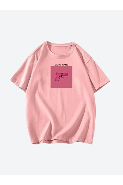 ALİ.COM Unisex Gang Gang Printed Crew Neck Cotton Llu Oversized T-Shirt
