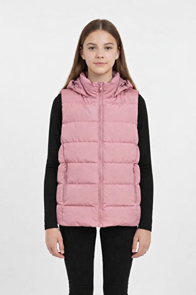 SWEN CLUB Hooded Puffer Vest Zipper Pocketed Comfortable Fit