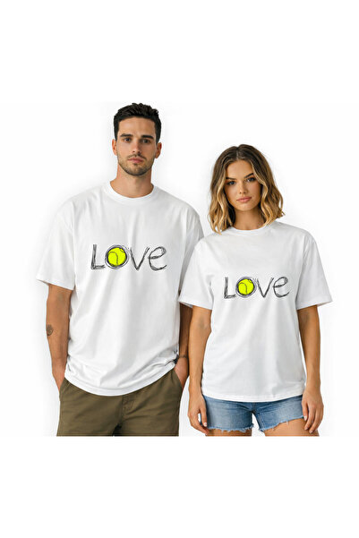Kidilia تي شيرت بتصميم Love Tenis Visual للجنسين برقبة دائرية