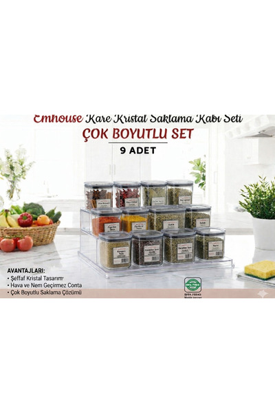 Bilge Dükkan Spice Rack Stand + Set of 9 Spice Containers and Storage Contain...