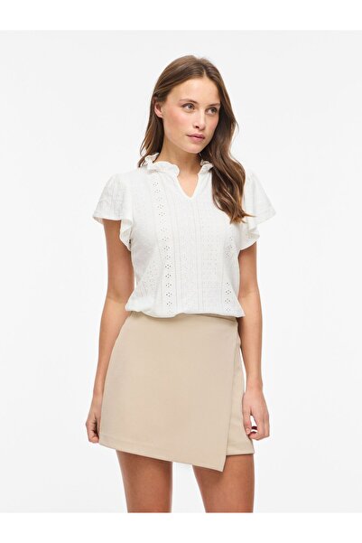 VILA Oberteil mit kurzen Ärmeln VIPOINTA V-Ausschnitt