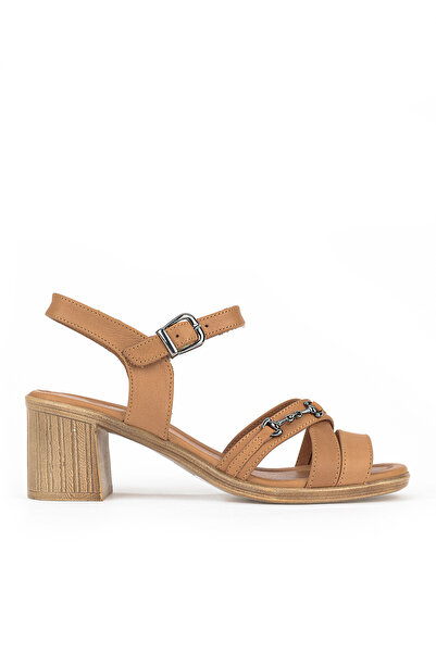 Ziya , Women's Genuine Leather Heels Sandals 1611020Z2220 Camel