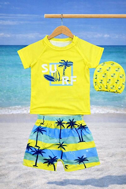 CHİCKİDSWEAR Costum de baie pentru băieți, set 3 piese: maiou + pantaloni scu...