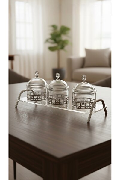 Generic A luxurious serving tray set with an elegant stand and comfortable ha...