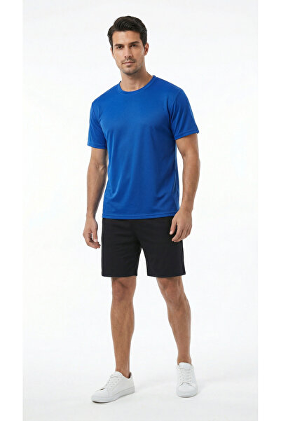 Quanlex Erkek Mavi Nefes Alabilen Pro+ Compression T-shirt Ter Tutmaz Esnek Y...