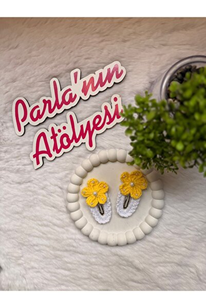 SOFT 2-dijelna kopča sa kopčom Pleteno si ručno rađeni pleteni žuti cvet