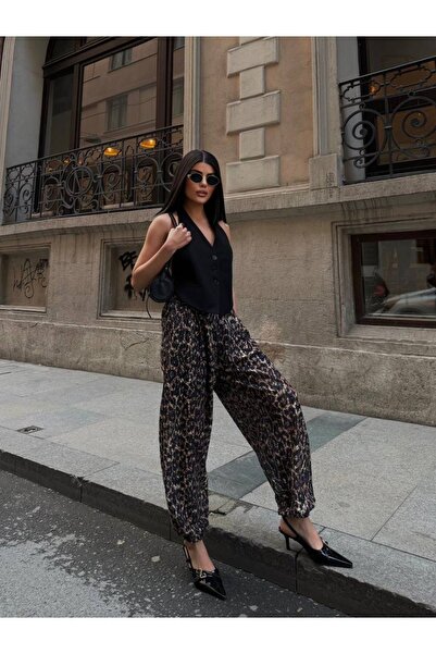 Kedi Fashion Leopar şalvar pantolon