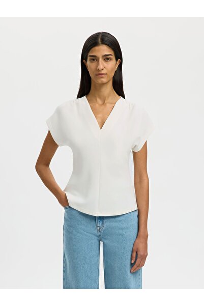 SELECTED Oberteil mit V-Ausschnitt Gerüscht