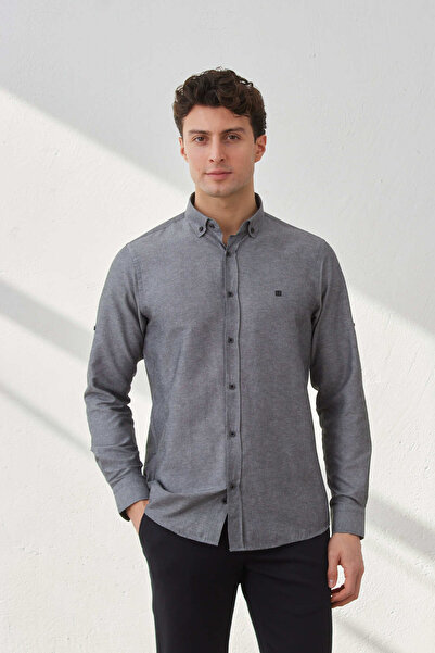 RAVANELLI Slim fit Sa deznom Sportska muška košulja sa dugim rukavima i dugmi...