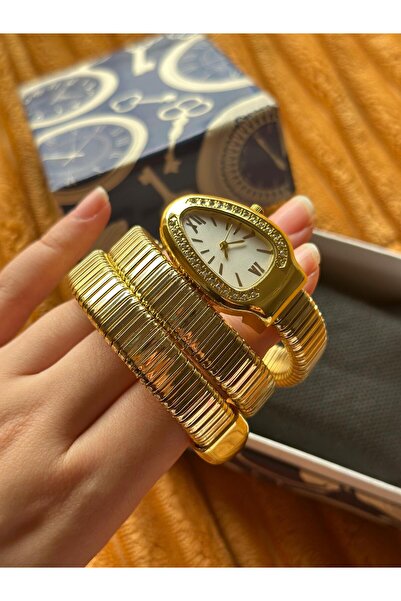 MODA Modern Elegant Women's Gold Accordion Snake Watch