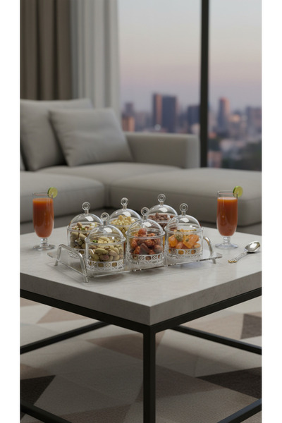 Generic A luxurious serving tray set with an elegant stand and comfortable ha...