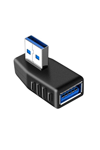 Derwell Usb 3.0 Sol Açılı Konnektör Erkek Dişi 90 Derece Uzatma Adaptörü Yüks...