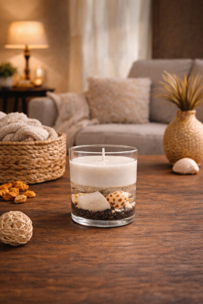 CandleCastCreation Siyah Deniz Kabuklu Jel & Soyawax Bardak Mum – Vanilya Kok...