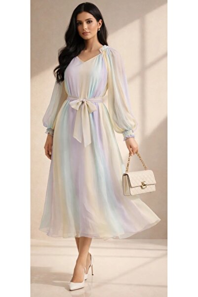 Abad Turkish chiffon colorful dress